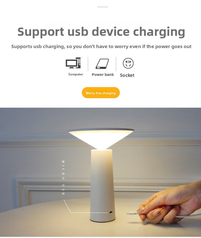 Eye Protection Rechargeable New Folding Reading Study Desk Lamp Home Bedroom Touch Three-Color Stepless Dimming Gift_voghion.com