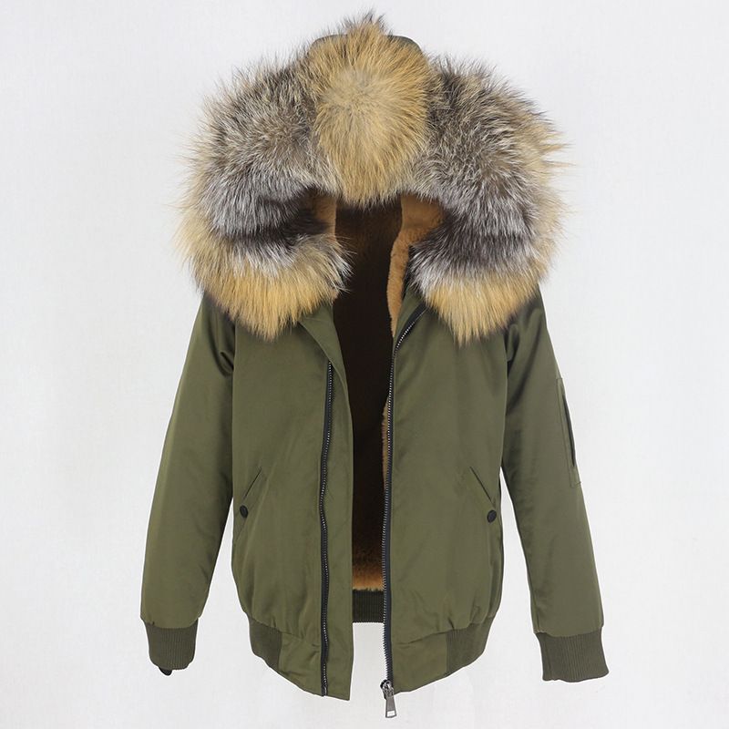 Abbigliamento donna nuovo parka con fodera in pelliccia artificiale ispessita, giacca con collo in pelliccia di volpe vera staccabile, cappotto di pelliccia_voghion.com