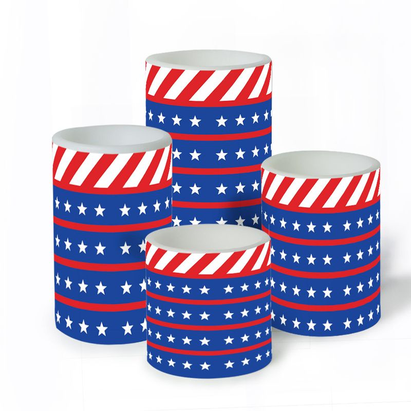 4 Piece Set Of Printed DIY Layout Candle Glow Theme Party Decoration LED Electronic Candle Light Festival Light Up_voghion.com