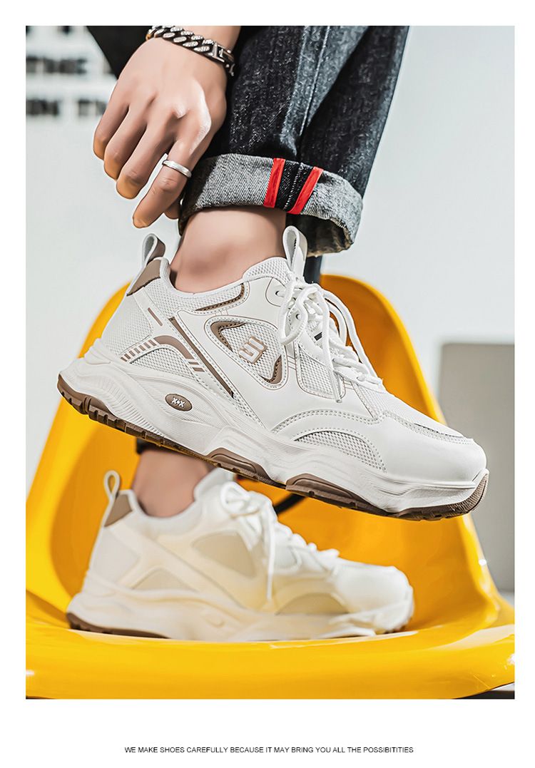 Spring Summer New Breathable Mesh Men's Sports Trendy Versatile Thick Sole Casual Dad Shoes_voghion.com