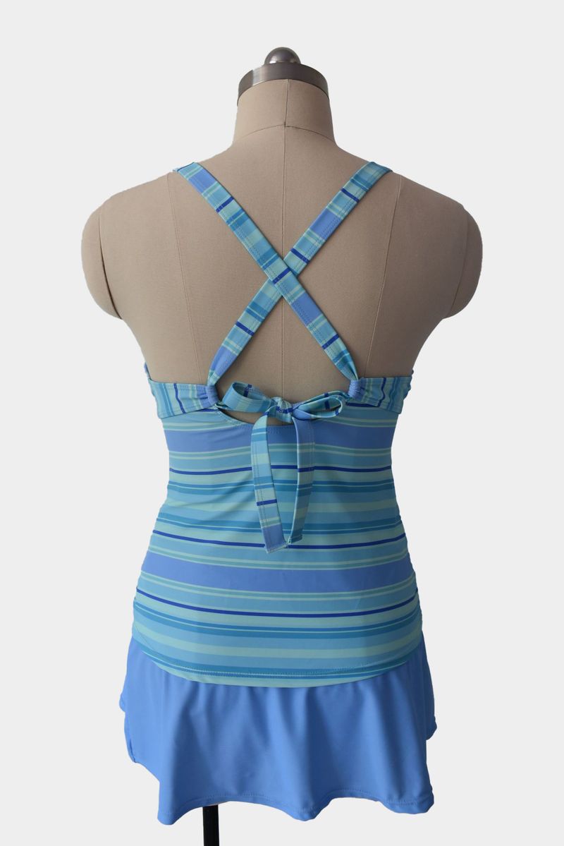 Traje de baño para mujer, conservador, que cubre el vientre, adelgazante, estampado, falda dividida_voghion.com