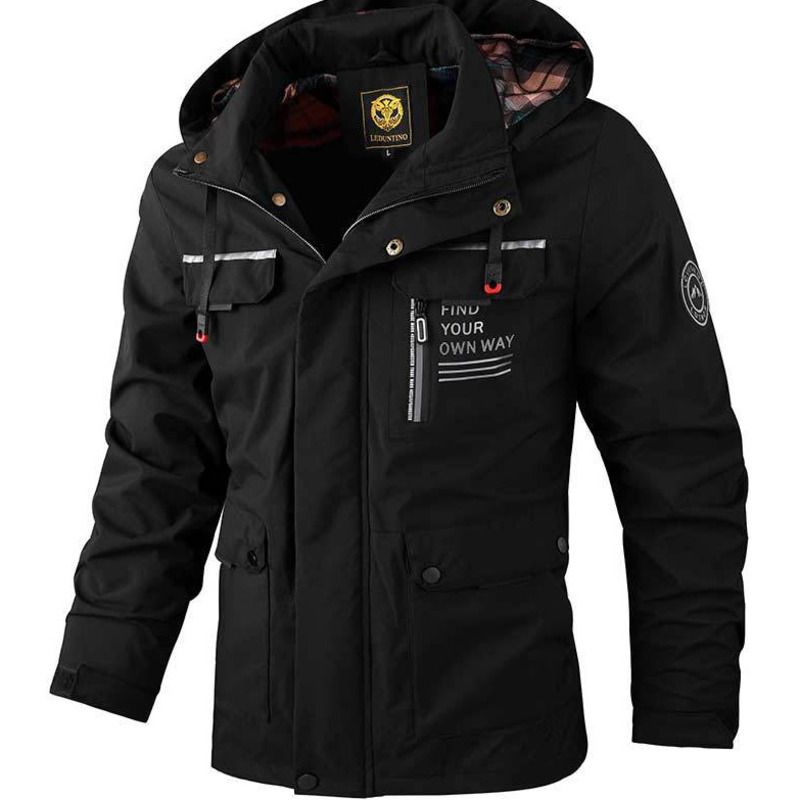 Casual Parka Autumn Winter Hooded Jacket Men's Coat Solid Color Outdoor Fashion_voghion.com