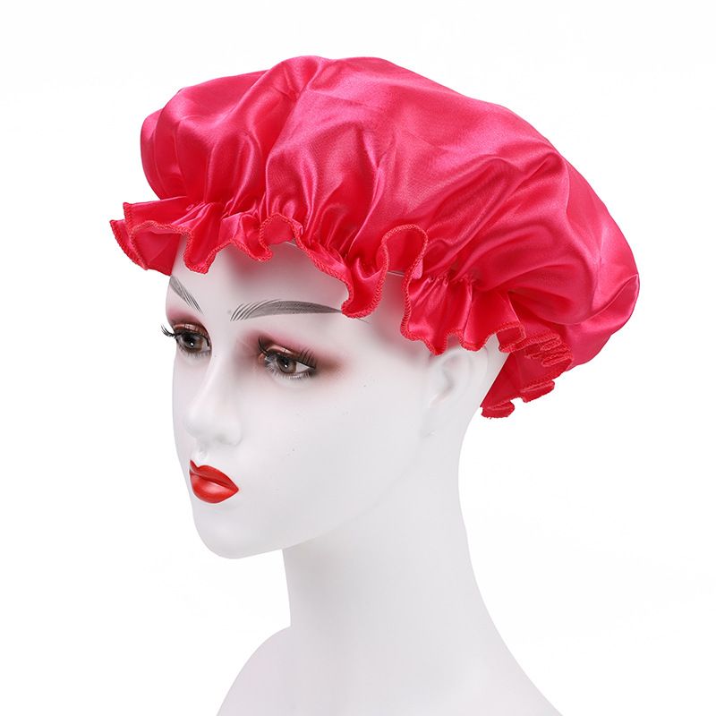 Foreign Trade Women's Satin Lace Sleep Cap Hair Care Solid Color Chemotherapy Home Hat Cross-Border Exclusive_voghion.com