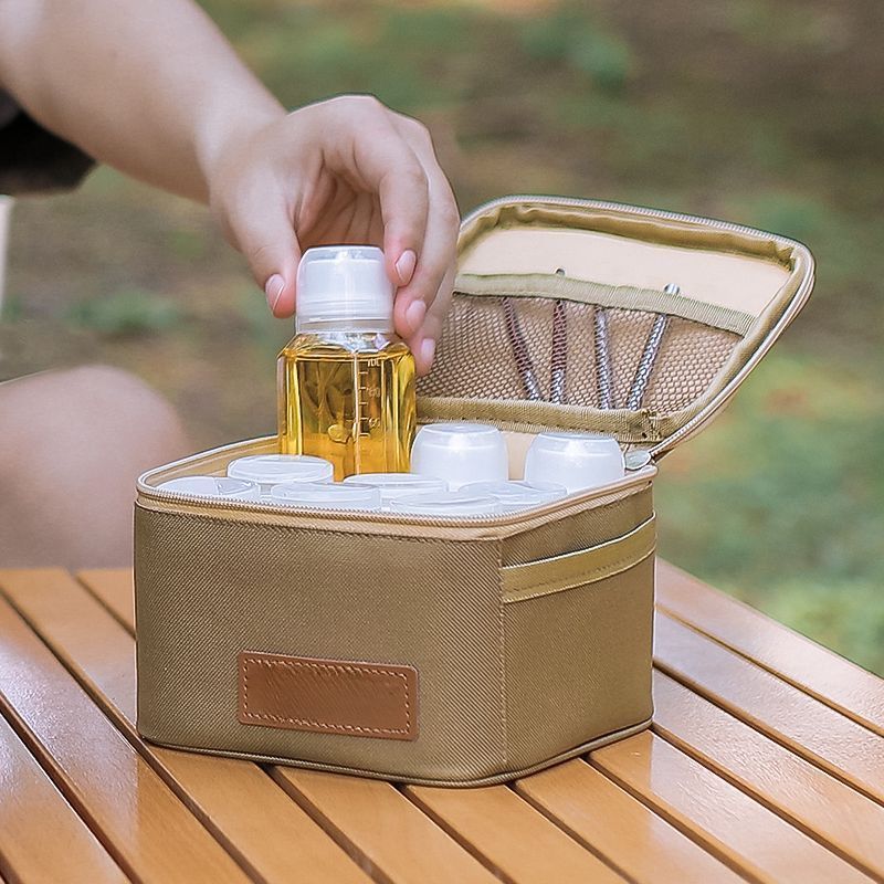 Outdoor Bottle Set Camping BBQ Condiment Pack Layered Storage Bag Portable Picnic Combination Seasoning Dispensing Jar_voghion.com
