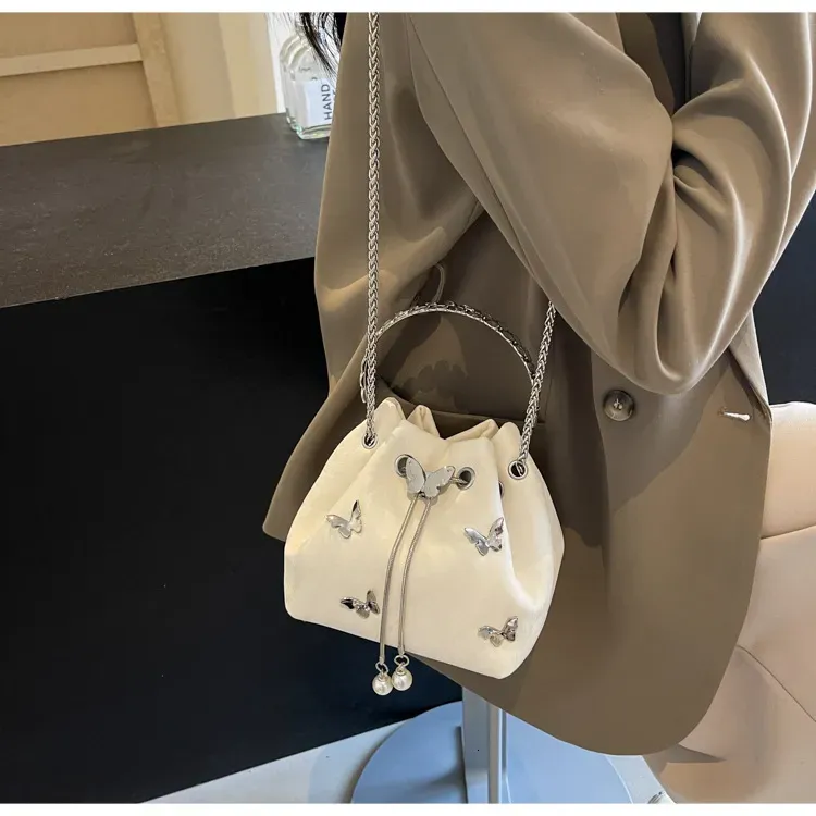 Borsa a tracolla Mini con manico a catena, borsa a secchiello con fiocco alla moda, borsa da donna, borsa a tracolla elegante e alla moda -_voghion.com