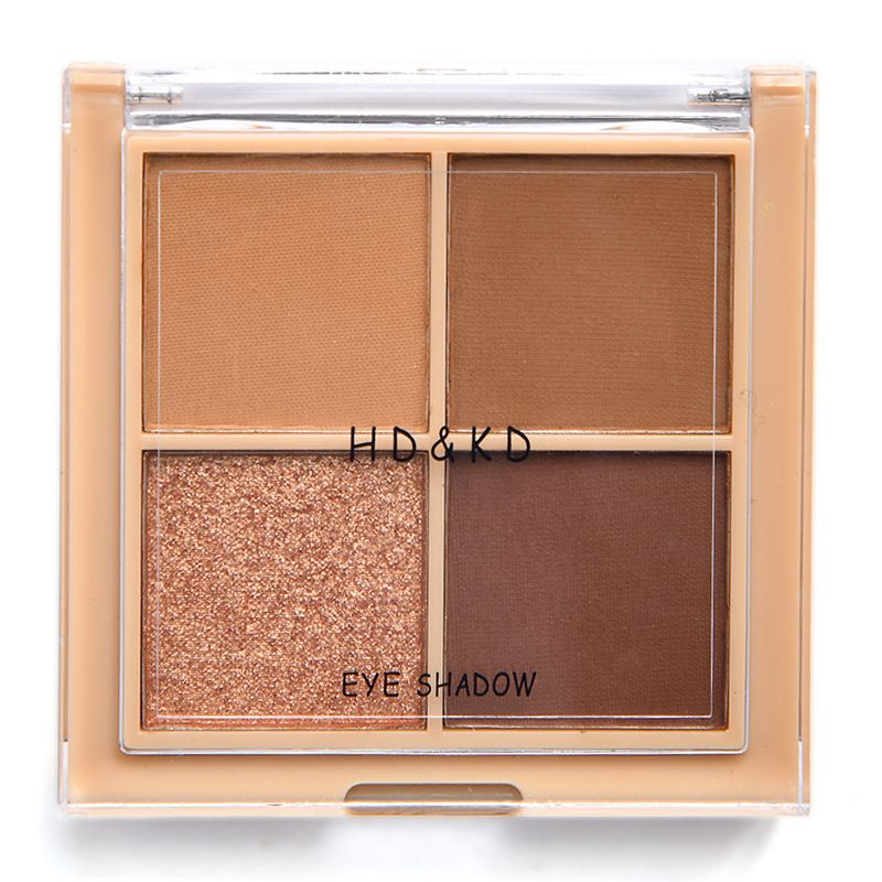 Mini palette a quattro colori HDKD con ombretto glitterato super popolare in stile studentessa, tonalità terra e prezzi accessibili_voghion.com