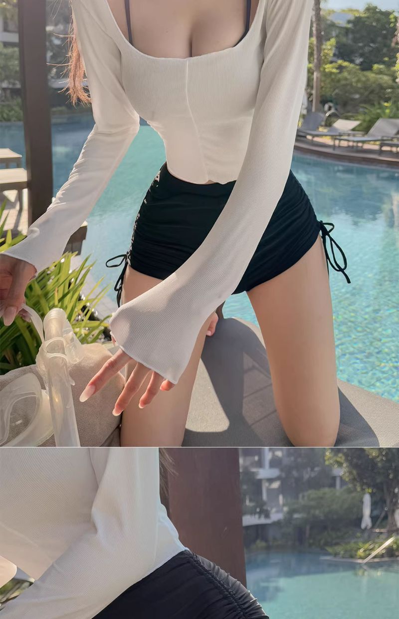 Maillot de bain femme Hot Spring, nouveau, sexy, amincissant, pur désir, protection solaire, respirant, manches longues, cache-maillot, taille haute_voghion.com