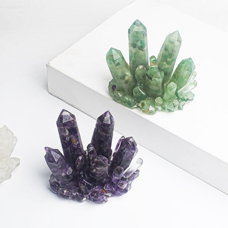 Natural Resin Gravel Crystal Cluster Home Desktop Ornament Craft_voghion.com