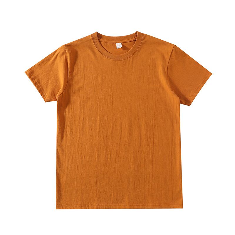 2025d 210g White T-Shirt Short Sleeve Unisex Base Shirt Regular Shoulder Inner Wear Summer Loose Cotton Solid Color Top Lazy_voghion.com