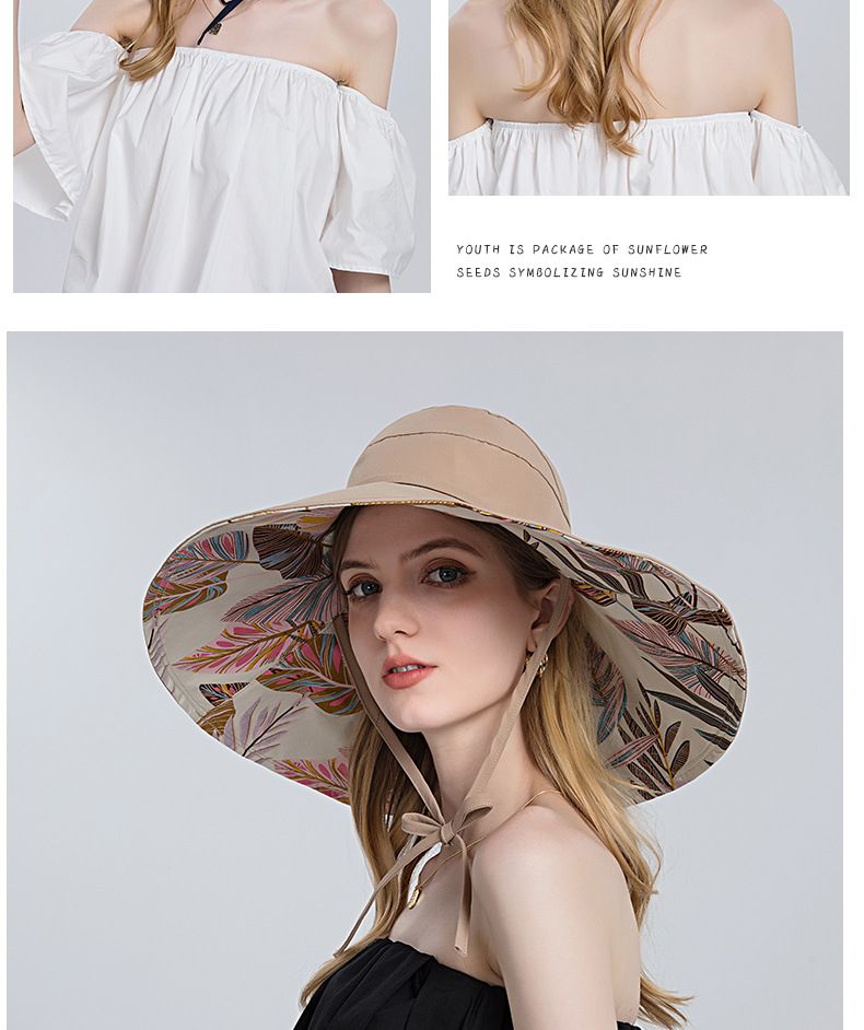 Visiera da donna calda su due lati Pescatore in cotone Bacino pieghevole Secchio a tesa larga Cappello estivo per sole Cappello a cilindro vuoto_voghion.com