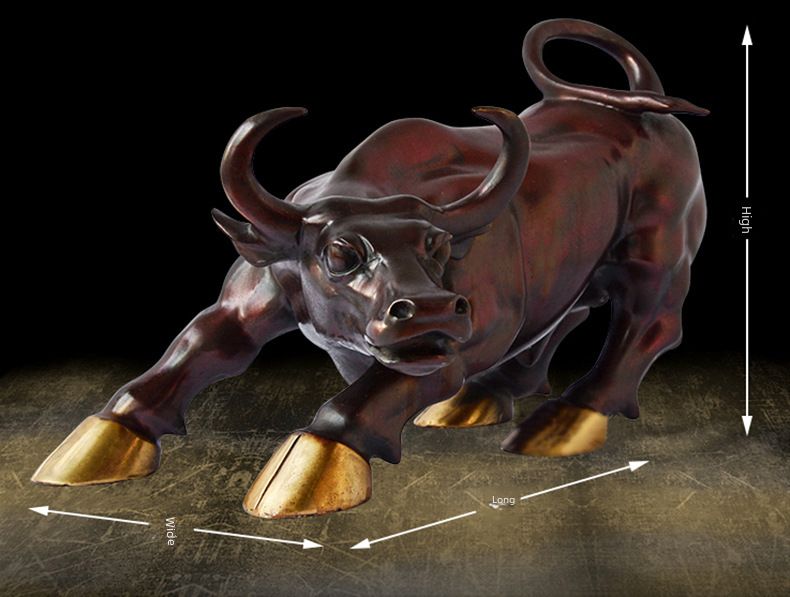 Taureau en Bronze Wall Street Wangshi Jinniu, bureau de négociation d'actions, cadeau artisanal en cuivre, taureau de Fortune, ornements en Bronze_voghion.com