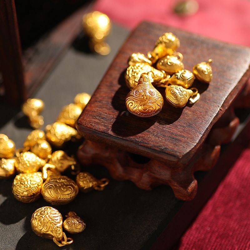 Sand gold drive monster pendant ancient heritage carving pendant bracelet brass gold plated magic Bell accessories jewelry_voghion.com