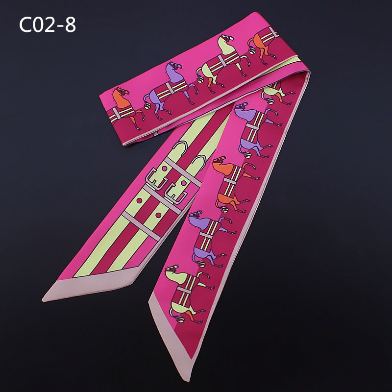 Sciarpa da collo piccola con fiocco in seta, stile primavera autunno estate, nuova moda, stampa pony, da donna_voghion.com