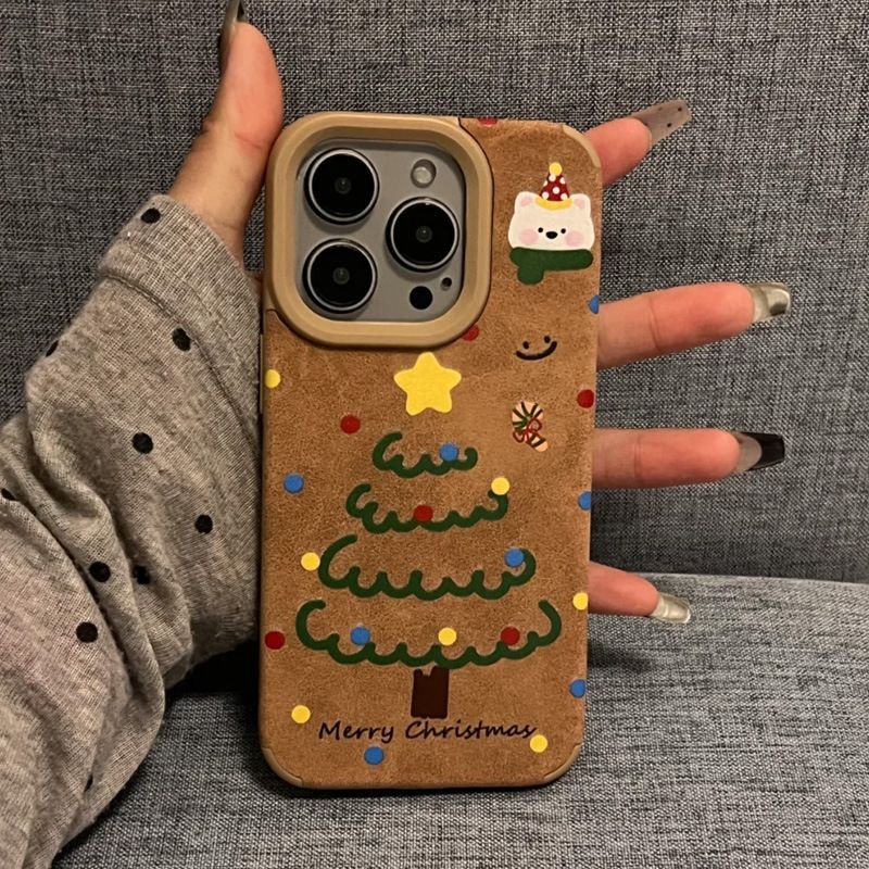 TechGlobe Christmas Tree Compatible With 16 Phone Case 14 New IPhone 15 Pro Max Leather 13 Autumn Winter 17_voghion.com