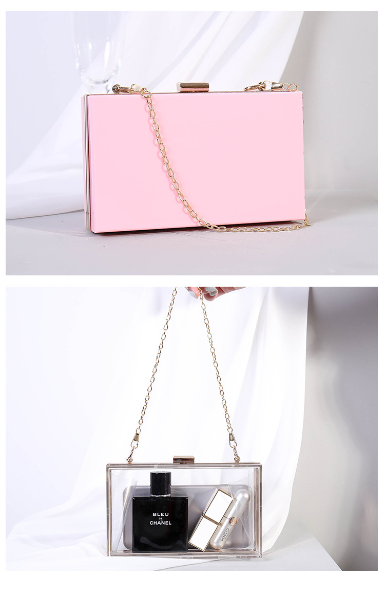 Borse da sera da donna Borsa a mano Borsa a tracolla in acrilico trasparente Borsa a tracolla con catena Borsa a scatola Piccola borsa quadrata Borsa da cena da donna Borsa a pochette_voghion.com