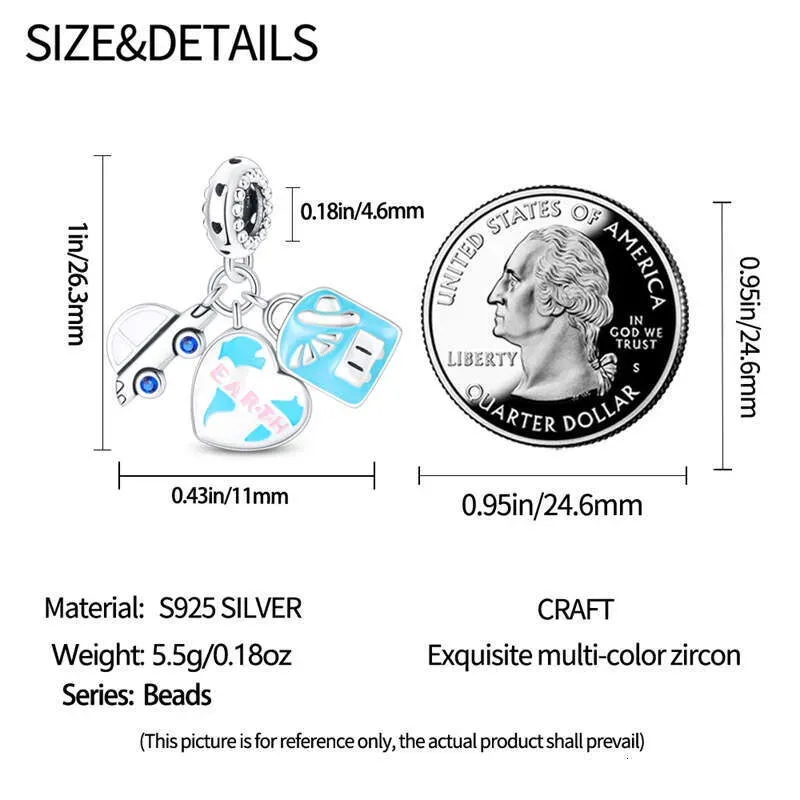 Hot Selling 925 Sterling Silver Travel Style Blue Car Charms Beads Pendant FIT Bracelet Necklace Diy For Women Jewelry_voghion.com