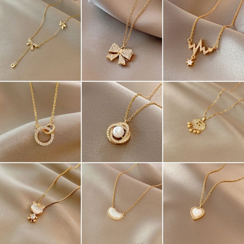Titanium Steel Non-Fading Copper Micro-Inlaid Zircon Pendant Necklace Fashion Light Luxury Niche High-End Clavicle Chain_voghion.com