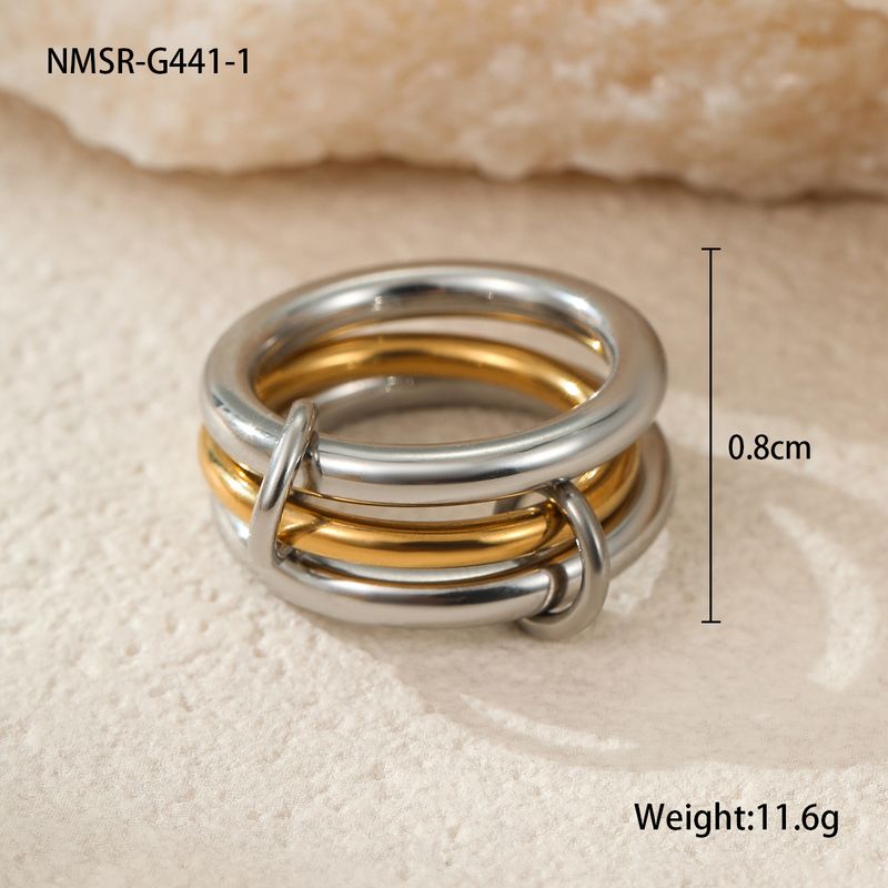 Anelli singoli impilabili in acciaio inossidabile con colori abbinati, placcati in oro 18k, personalità esagerata, gioielli da mano_voghion.com