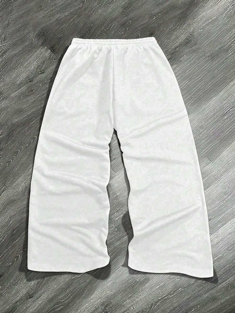 Men's Clothing Logo Print Stripes Loose Straight Sports Casual Trousers Sweatpants Men And Women_voghion.com