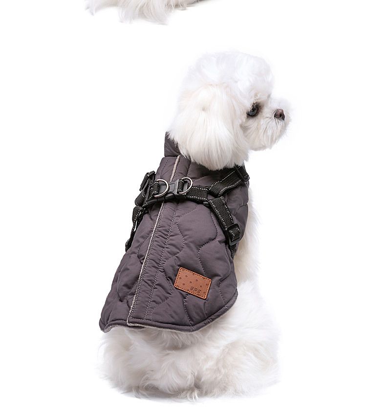 Nouveaux vêtements pour animaux de compagnie automne et hiver, manteau en coton épais, gilet de traction pour petit chien de deux pieds_voghion.com