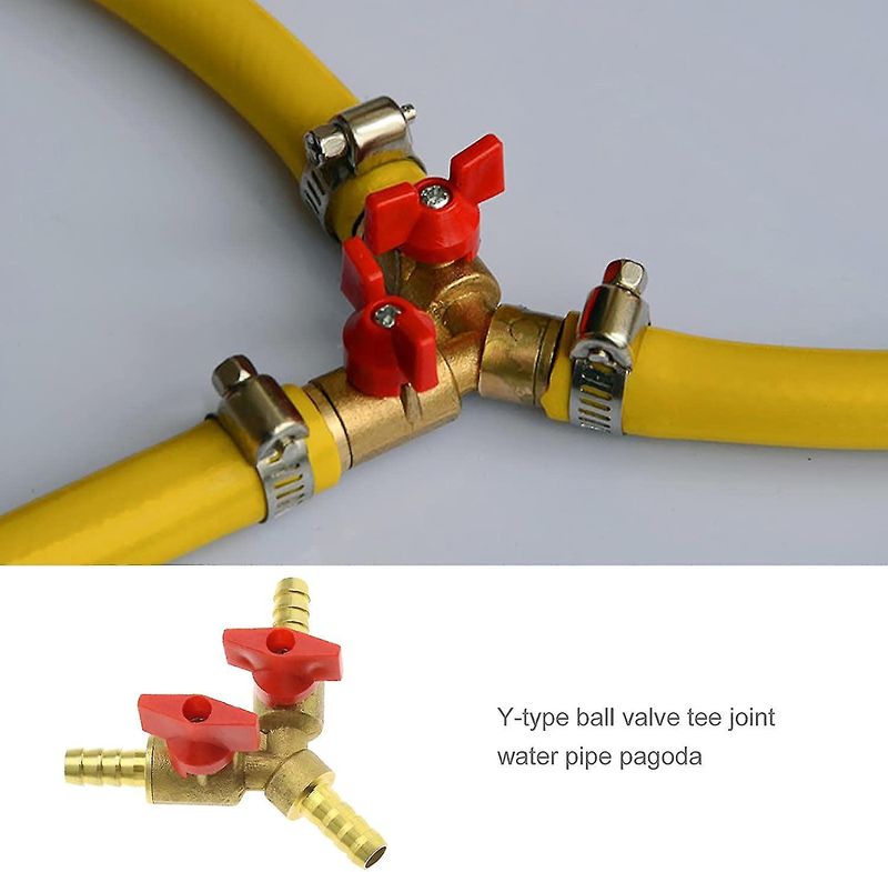 Adaptador de conexão de mangueira de latão de 8 mm tipo Y de 3 vias compatível com ar, água e gás_voghion.com
