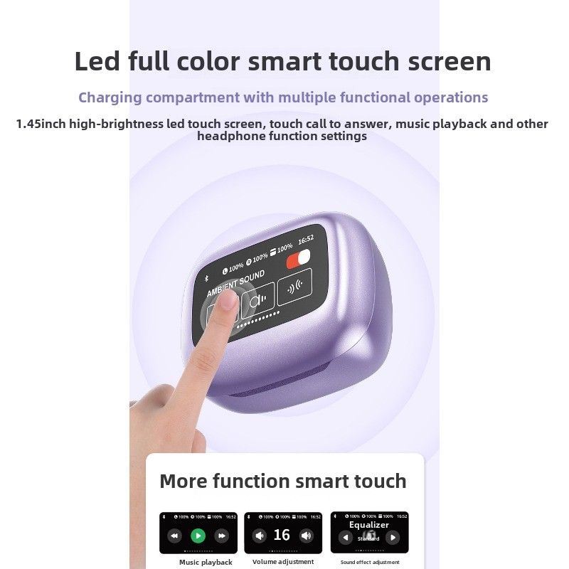 V20 New Bluetooth Headset Smart Touch Screen Dual Mark ANC Noise Canceling Headset_voghion.com