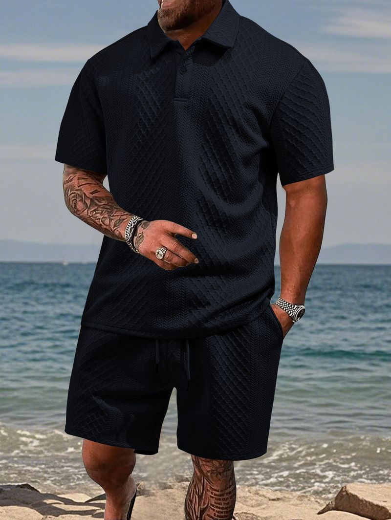 Ropa de verano para hombre, nueva camiseta polo deportiva de manga corta con solapa fina y tejido jacquard para hombre_voghion.com