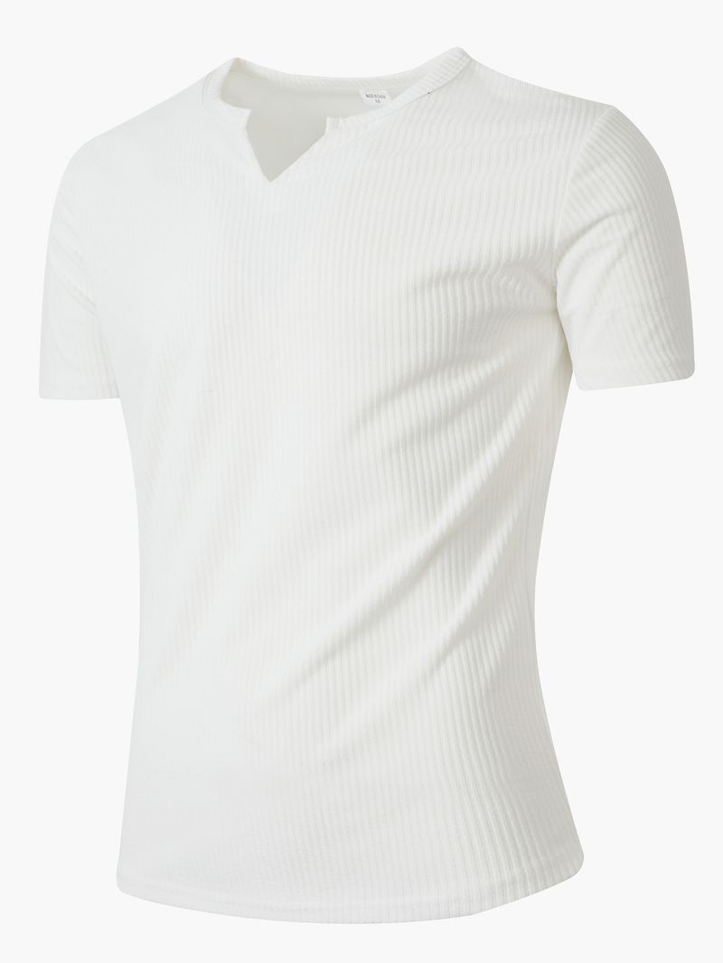 T-shirt slim à col en V et séchage rapide pour homme – Tenue d'entraînement et de loisirs d'été – Tissu léger et respirant – Blanc/Beige/Bleu clair/Marron/Noir_voghion.com