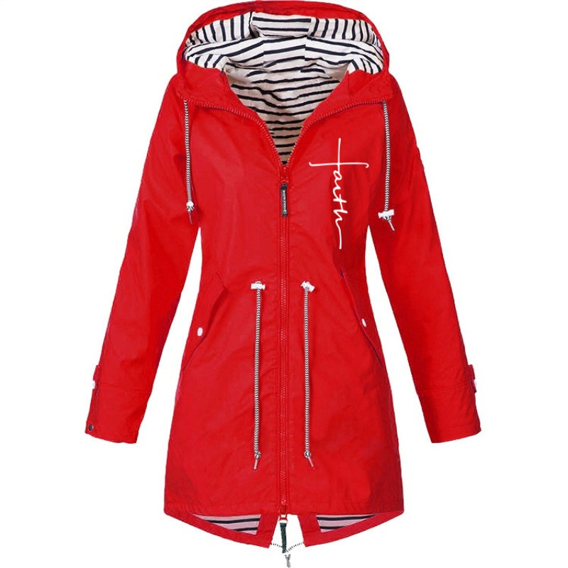 Wasserdichter Regenmantel für Damen, lässig, Basic, Outdoor, Trench, leichte Jacken mit Kordelzug, Wanderkleidung für Damen_voghion.com