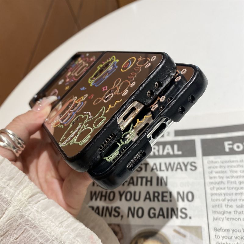 Japanese and Korean cartoon for Samsung zflip5 folding screen phone case GalaxyZFLIP3/4 protective cover mirror_voghion.com