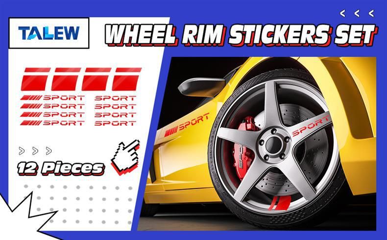 12pcs Decal Reflective Stickers Waterproof Red Car Wheel Rim Stripe 18-21inch_voghion.com