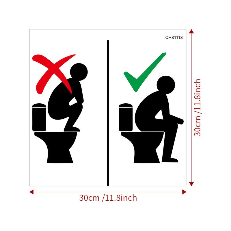 Creative figurine PVC CH81118 toilet reminder wall sticker_voghion.com