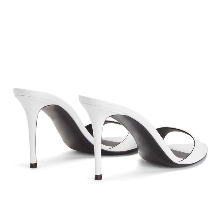 Pantofole con tacco alto e punta a punta, nuove in stile estivo 2025, con cinturino singolo, tinta unita, taglie forti, da donna_voghion.com