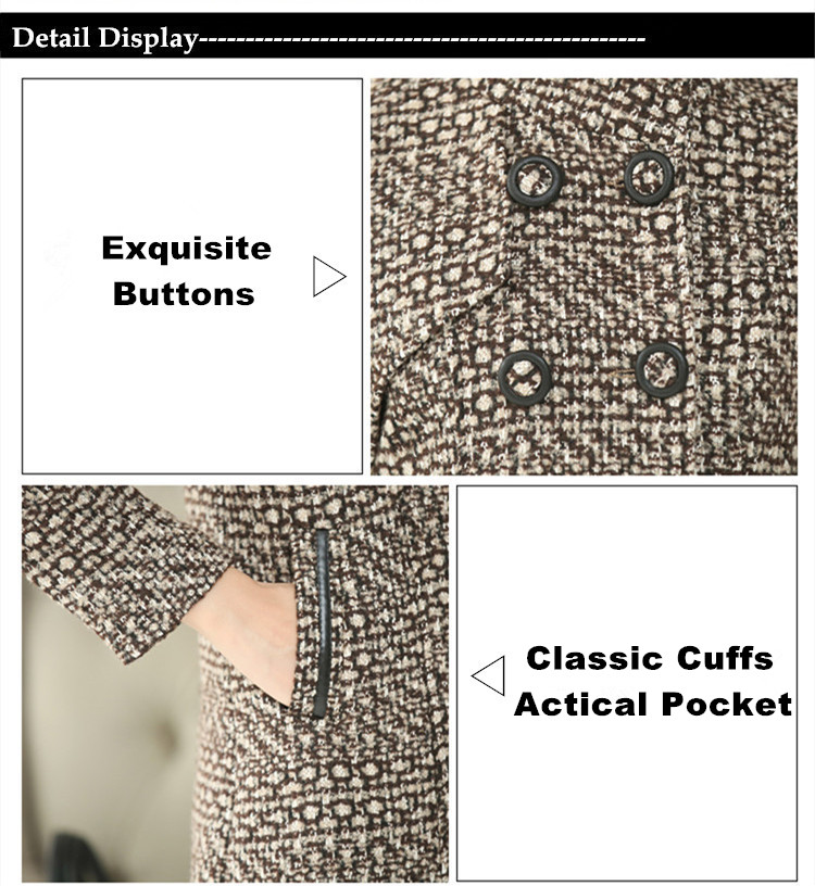 Nuevo abrigo de mezcla de lana para mujer, moda Otoño 2022, elegante abrigo de lana de Tweed largo ajustado a cuadros con cuello alto para madre_voghion.com