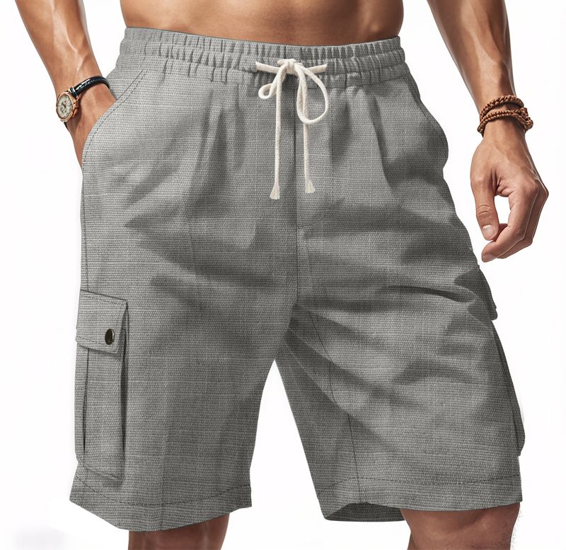 Men's Tactical Cargo Shorts - Breathable Linen Blend, Multi-Pocket Outdoor Casual Shorts For Summer, Lightweight & Comfortable (S-XXXL)_voghion.com