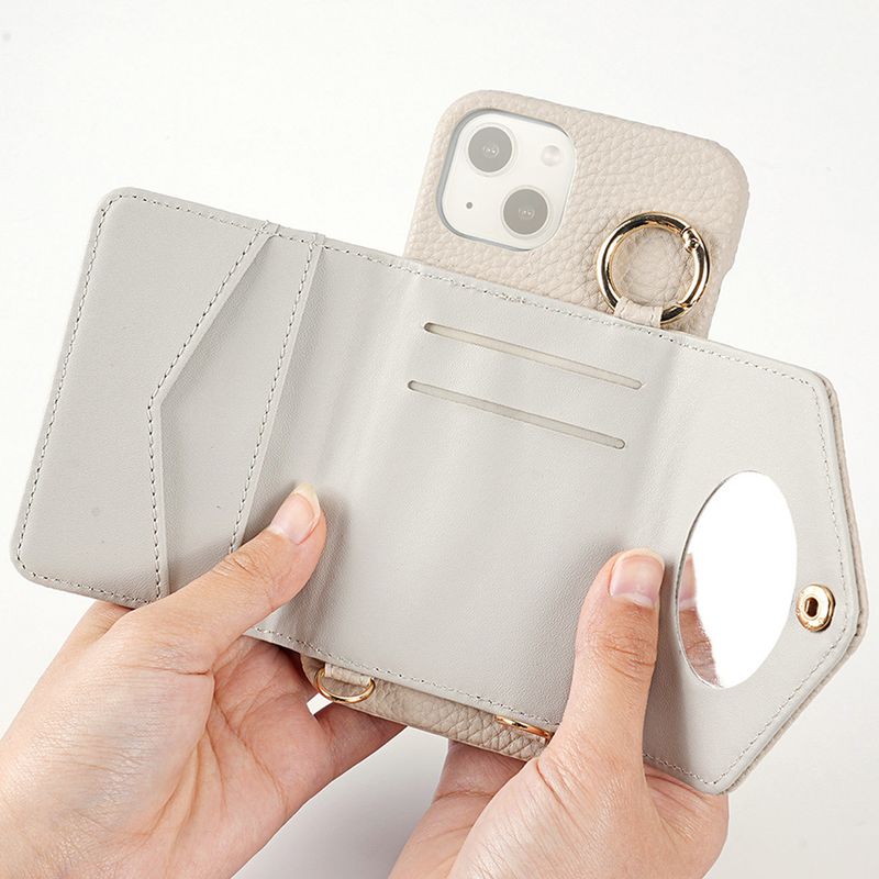 Custodia a tracolla in pelle per iPhone TechGlobe Lotte, compatibile con 15 carte, anti-smagnetizzazione, disponibile in magazzino_voghion.com