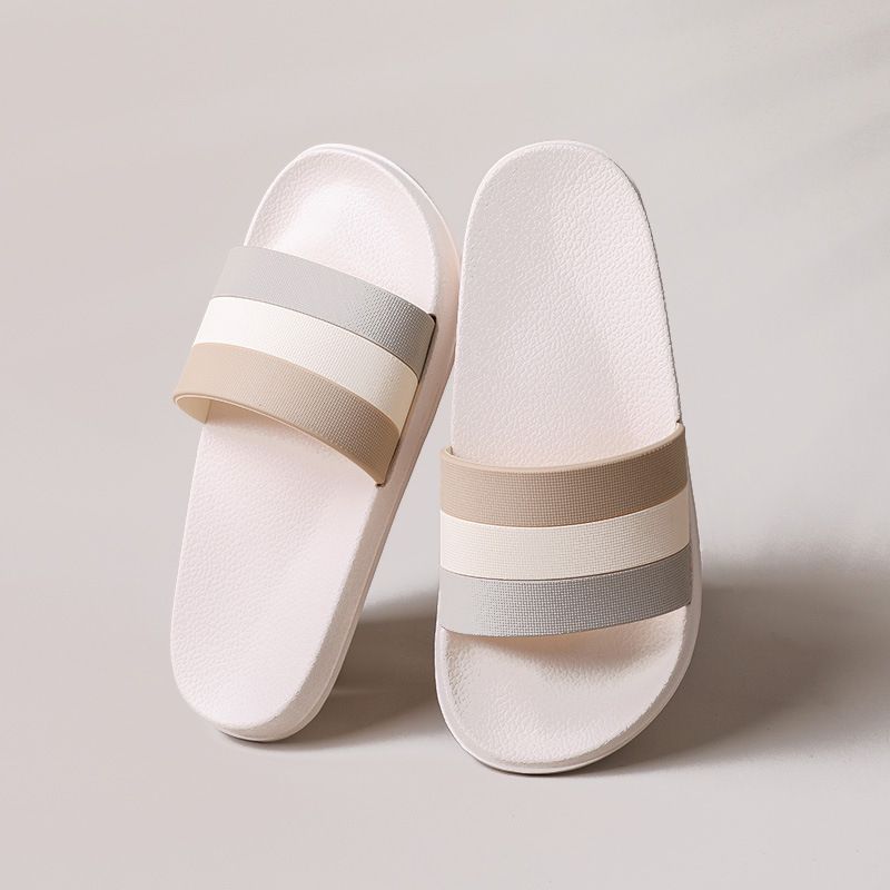 Badezimmer für Frauen im Sommer, geeignet zum Vorzeigen. Gestreifte, rutschfeste Hausschuhe, extra dicke, feste EVA-Schuhe für Zuhause._voghion.com