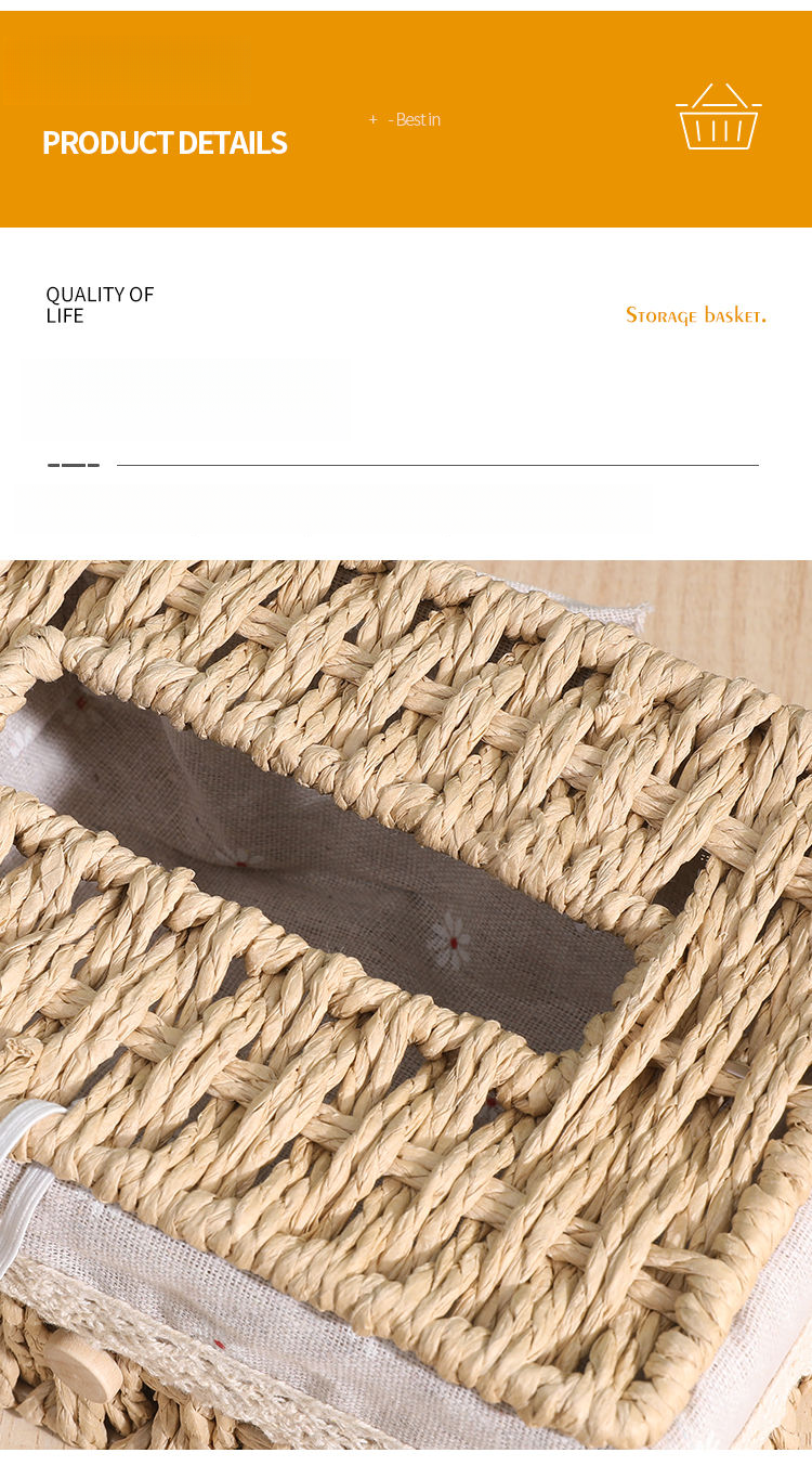 Woven Tea Table, Household Straw Woven Miscellaneous Storage, Desktop Toy Key, Cosmetics, Living Room Snacks, Drawer_voghion.com