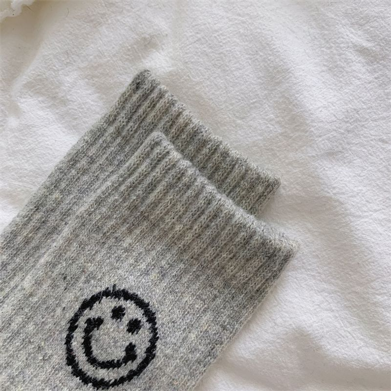 2 pezzi autunno e inverno nuovi calzini di lana caldi e spessi semplici tinta unita elastico alto Smig Face INS alla moda lunghezza media_voghion.com