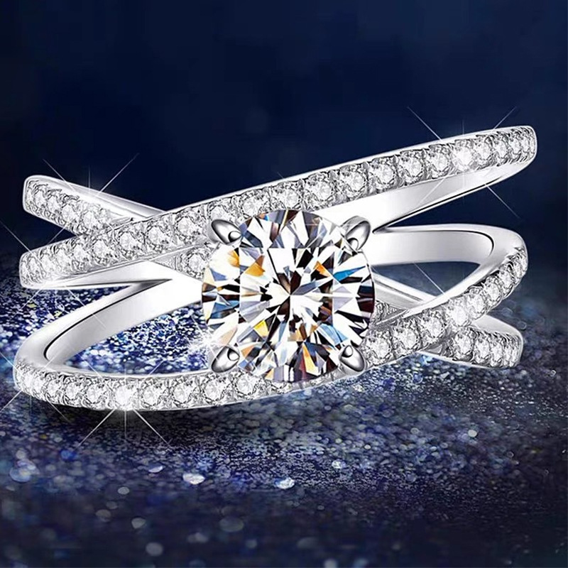 Anello nuziale Live Same Style Moissanite Eternal Love in rame e platino placcato con zircone simulato_voghion.com