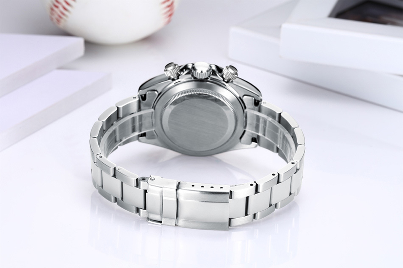 Orologio da uomo completamente automatico, meccanico, multifunzione, con cinturino in acciaio blu ghiaccio, luminoso e resistente. OROLOGIO AUTOMATICO_voghion.com