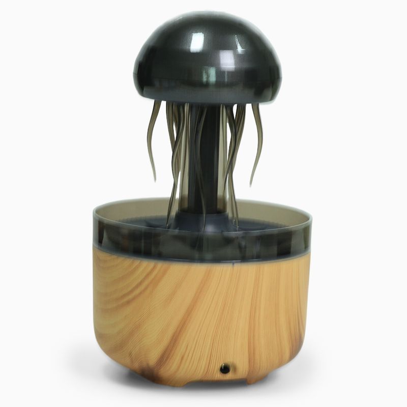 Ultrasonic Humidifier With Jellyfish Rotation, Colorful LED Lights, And Aroma Diffuser – Wood Grain & Classic Colors For Home Relaxation_voghion.com