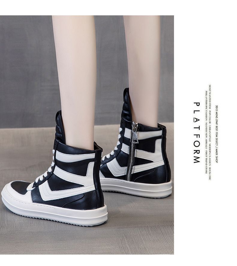 Herrenschuhe Echtes Leder Paar Freizeitschuhe Street Dance Schuhe 20 Herbst und Winter Dicke Unterseite Koreanische Version High Top Persönlichkeit Kurze Stiefel_voghion.com