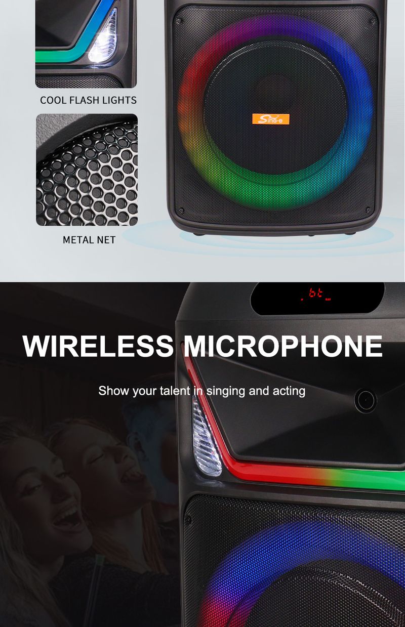 ZQS1505 100W Hochleistungs-Cart Spurstange Audio Square Dance Karaoke Kabelloser Bluetooth-Lautsprecher_voghion.com