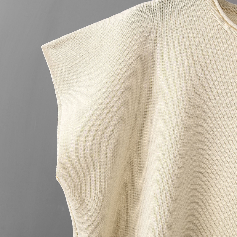 Chaleco sin mangas de color liso para mujer, suéter, pantalones de pierna ancha, traje de seda de hielo de talla grande_voghion.com