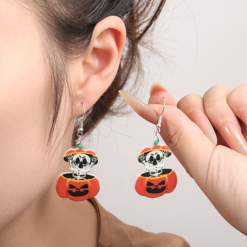 Nuovi orecchini a forma di zucca fantasma di Halloween, in acrilico, completamente personalizzati, ecologici_voghion.com