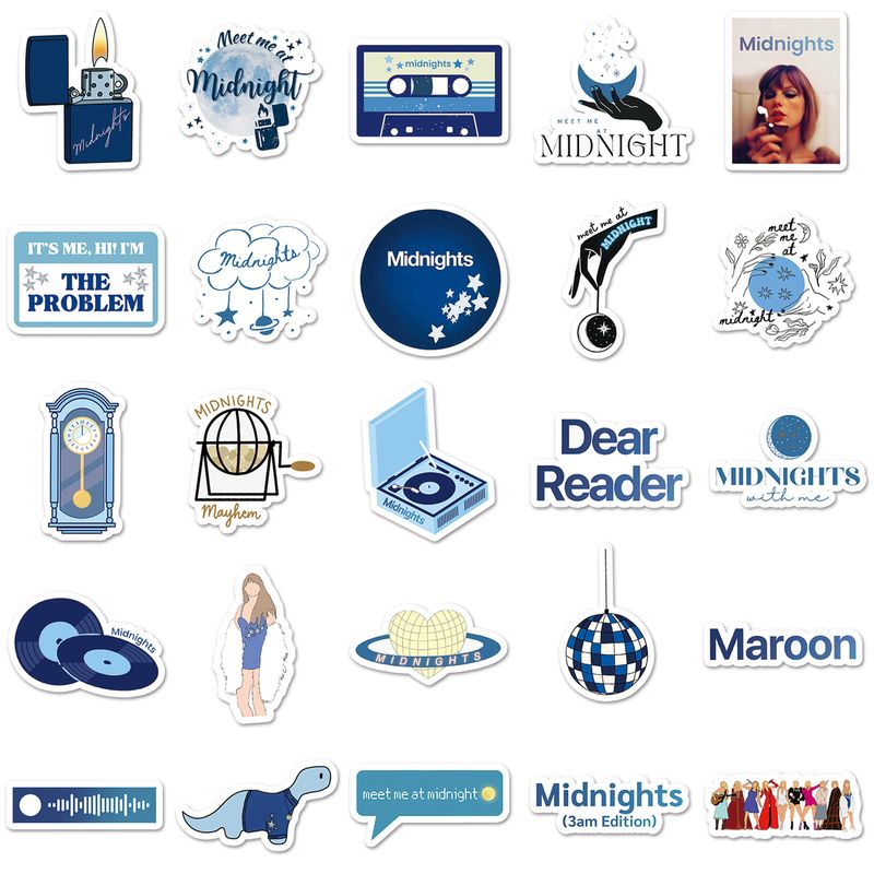50 Taylor midnight trendy personality creative stickers waterproof graffiti stickers skateboard computer tablet decoration_voghion.com