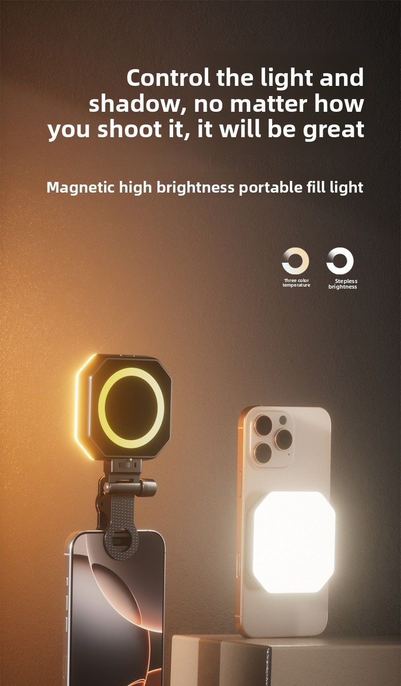 F01 Magnetic Phone Fill Live Streaming Camera Highlight Photography Shooting Pocket Light_voghion.com