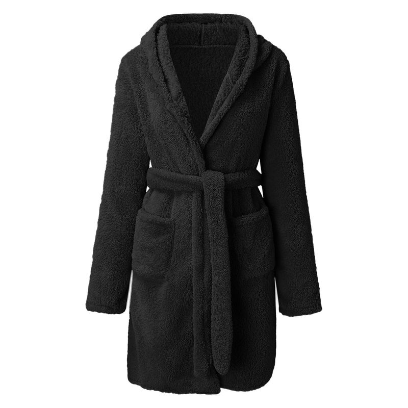 Men's autumn and winter warm bathrobe hooded home clothes plush pajamas robe_voghion.com