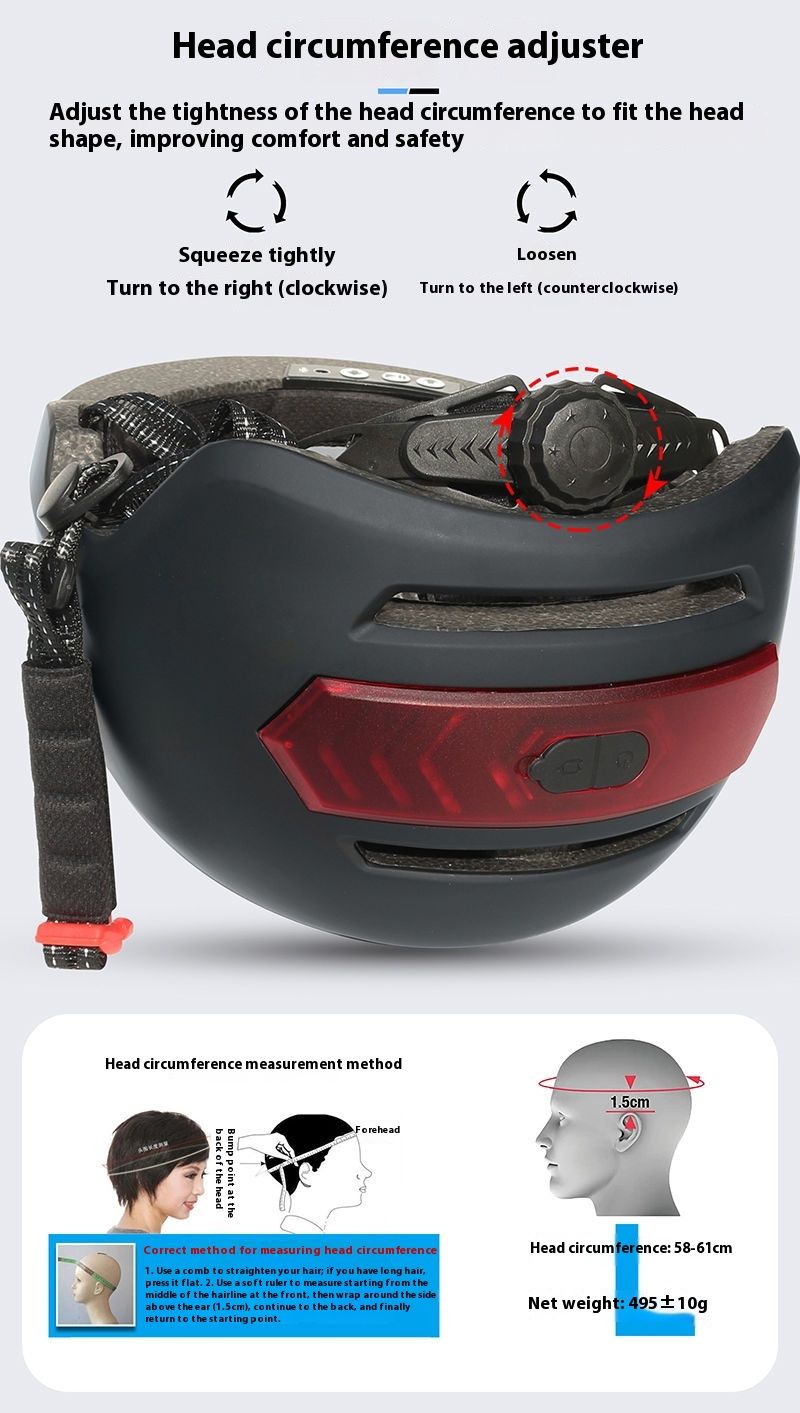 AI Bluetooth Ultra Smart Herren Damen Fahrradhelm mit LED-Blinkern vorne und hinten, Lautsprecher, eingebautes Mikrofon_voghion.com